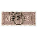 A Great Britain 1888 £1 brown-lilac stamp, watermark orbs (SG 186) used.Buyer’s Premium 29.4% (