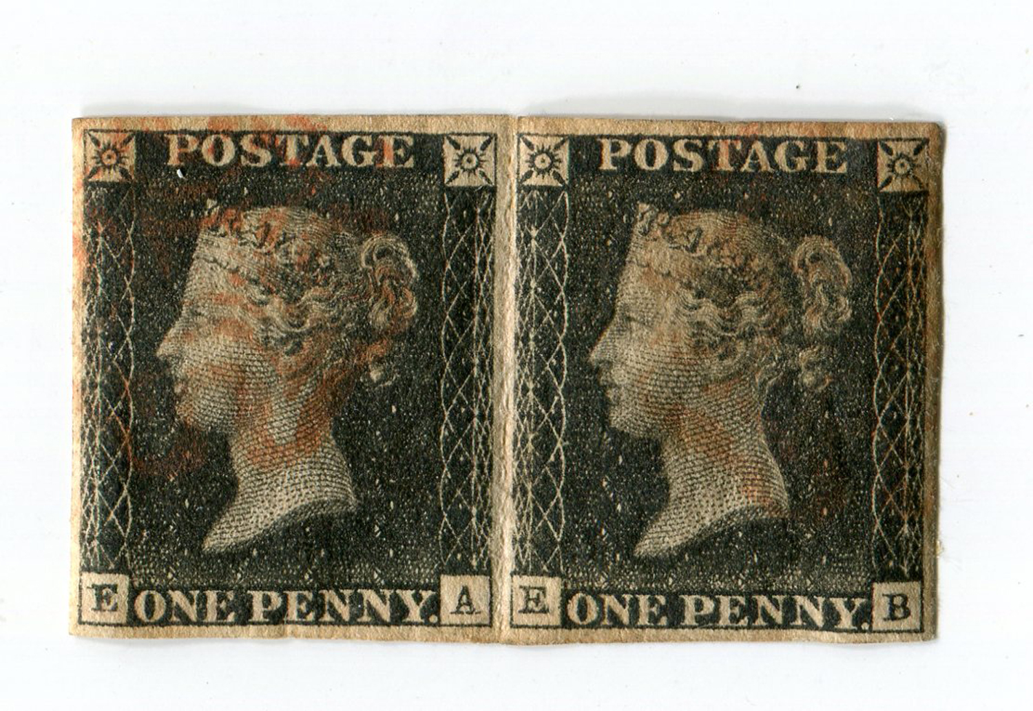 A small box of Queen Victorian line engraved stamps, including an 1840 1d black pair, used, with