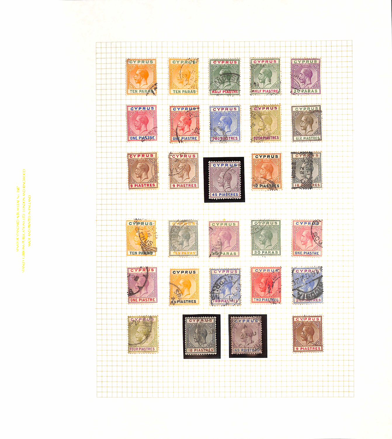 A collection of Cyprus stamps on album leaves, used, from 1880 ½d pl.15, 1881 cc. 6pi, 1894 up to - Image 7 of 9