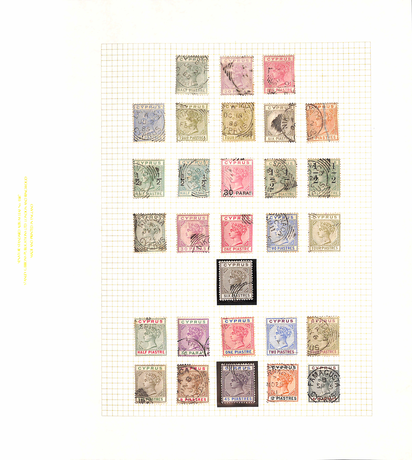 A collection of Cyprus stamps on album leaves, used, from 1880 ½d pl.15, 1881 cc. 6pi, 1894 up to - Image 9 of 9