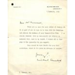 AUTOGRAPH. A typed letter signed by Winston S. Churchill on '28, Hyde Park Gate' headed paper