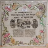 KEW BRIDGE. A souvenir tissue-paper napkin, circa 1903, commemorating the 'State opening of Kew