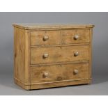 A late Victorian deal and pine chest of two short and two long drawers, height 79cm, width 97cm,