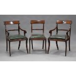 A set of twelve Regency and later mahogany bar back dining chairs, comprising a set of six Regency