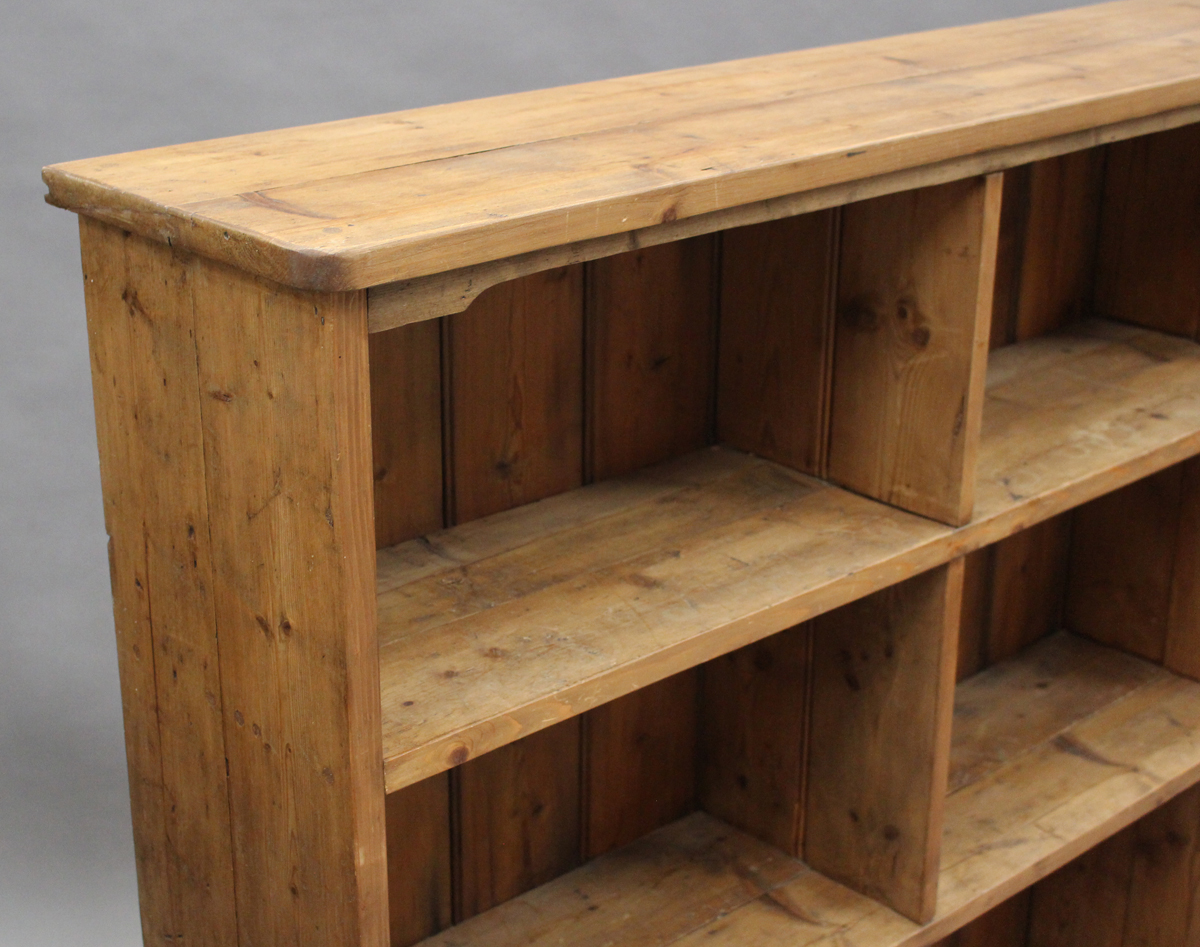 A 20th century reclaimed pine shelf unit, fitted with nine fixed compartments, height 131cm, width - Image 3 of 3