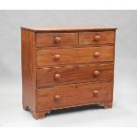 A late Victorian mahogany chest of two short and three long drawers, on bracket feet, height