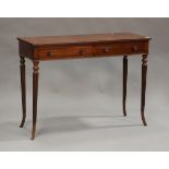 A 20th century Regency style mahogany side table, fitted with two frieze drawers and raised on