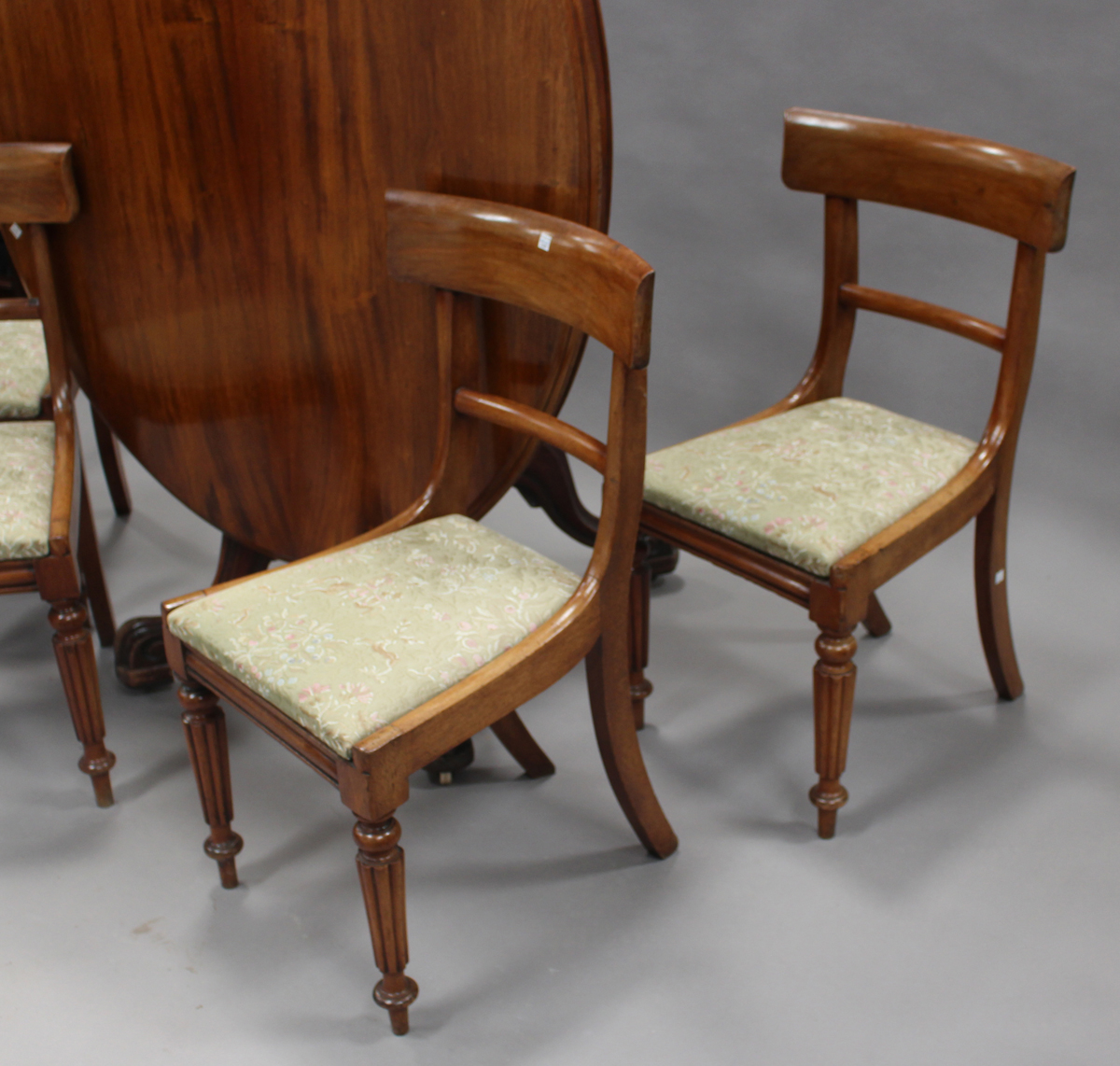 A late Victorian mahogany oval tip-top breakfast table, the turned stem on cabriole legs, height - Image 3 of 4
