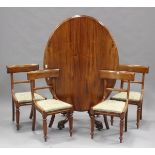 A late Victorian mahogany oval tip-top breakfast table, the turned stem on cabriole legs, height