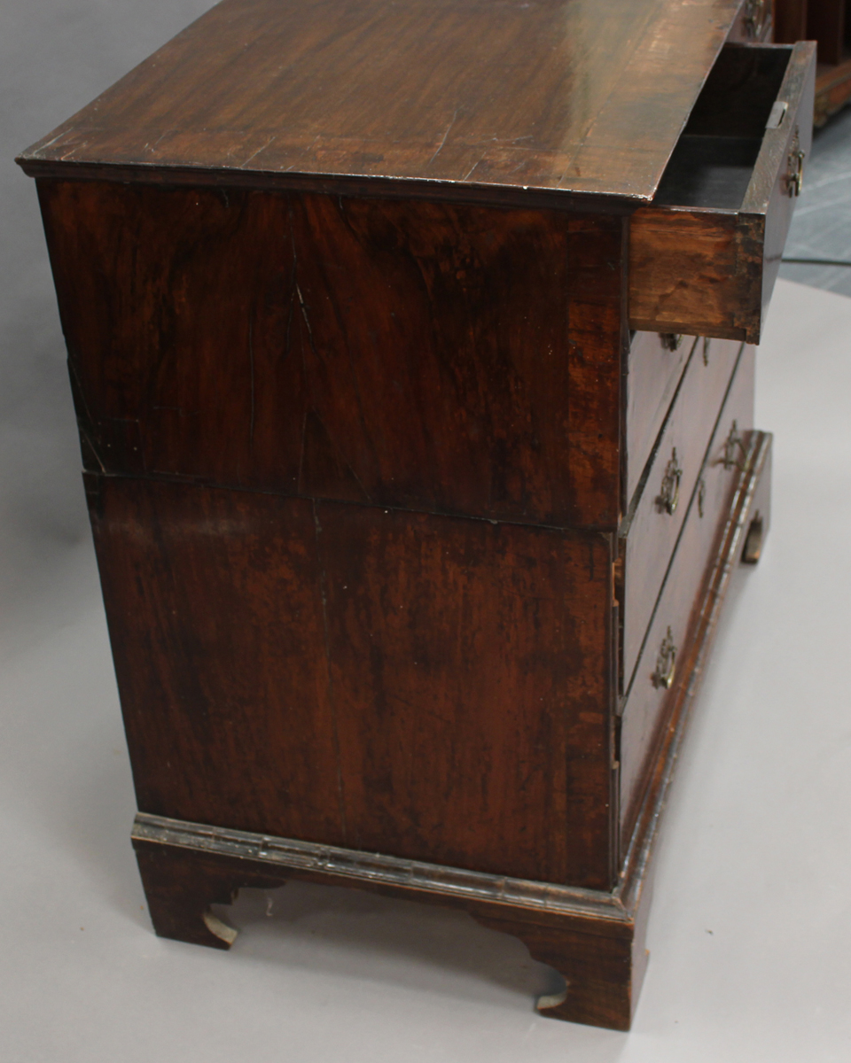 A George I walnut chest of two short and three long drawers with feather and crossbanded borders, - Image 2 of 6