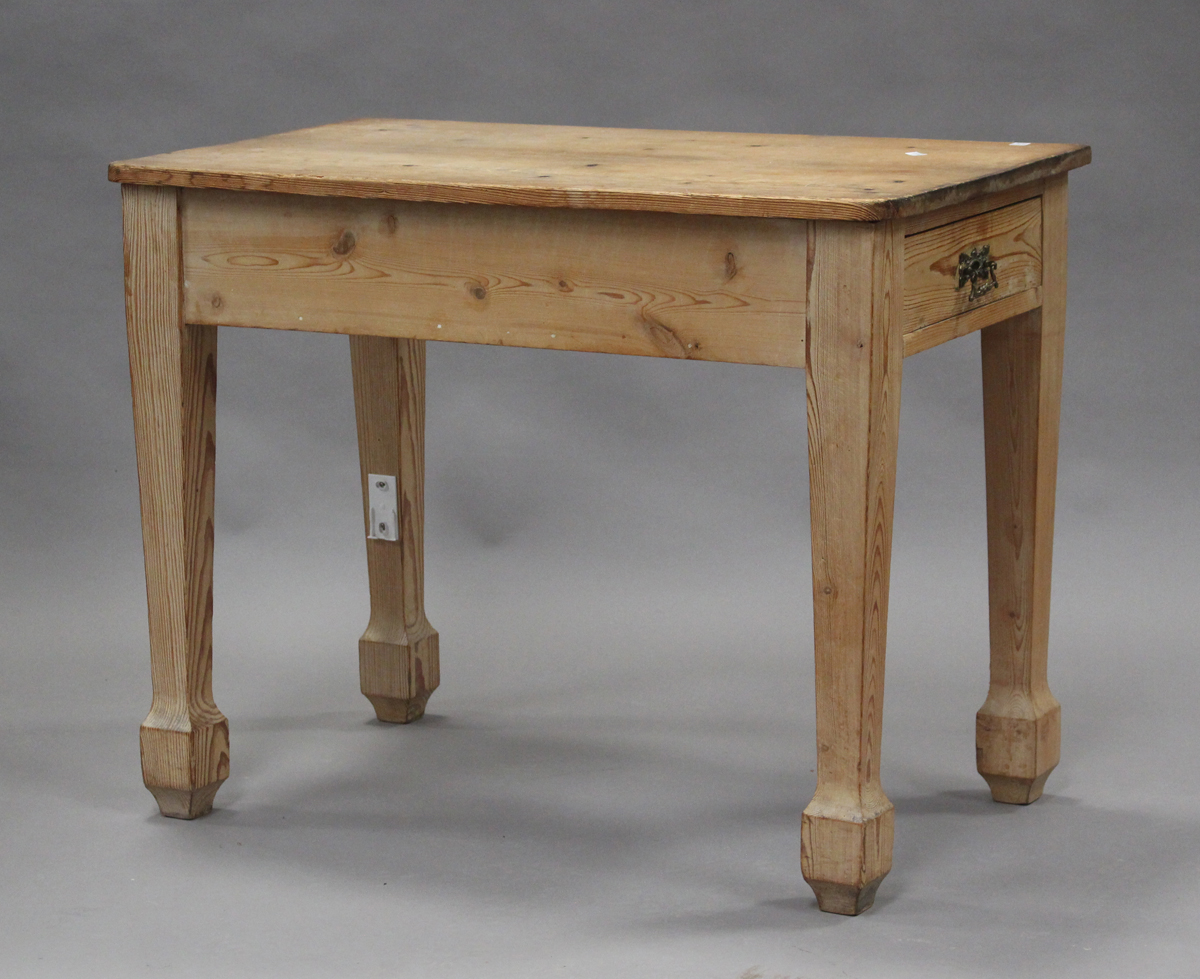 A late Victorian pine chest of two short and two long drawers, on turned legs, height 85cm, width - Image 2 of 3