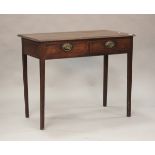 A George III mahogany side table, the moulded top above two frieze drawers, on square tapering legs,