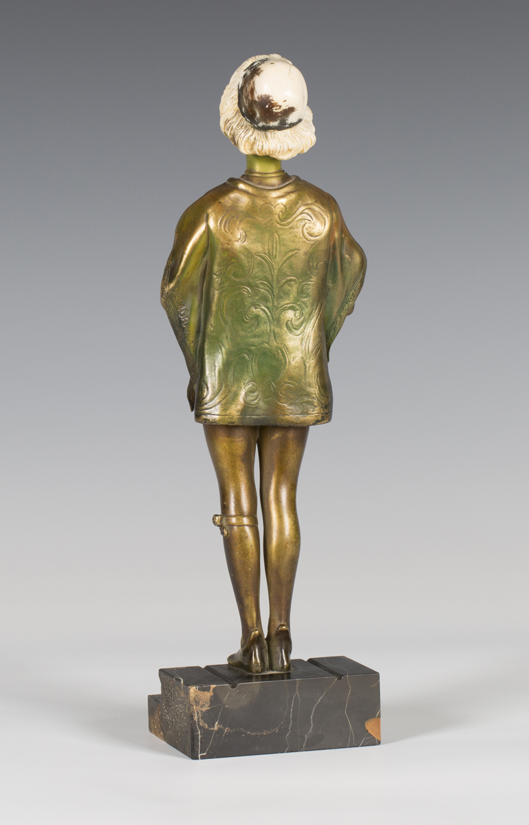 Léon Noël Delagrange - an early 20th century French coloured cast bronze and carved ivory figure - Image 3 of 3