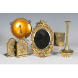 A small group of metalwork, including a late 19th century French ormolu dressing table mirror,
