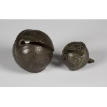 A late 18th/early 19th century cast bronze crotal bell by Robert Wells of Aldbourne, bearing cast