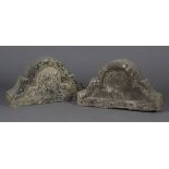 A pair of 19th century stone architectural elements of arched form, height 30cm, width 55cm.Buyer’