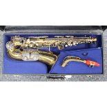 An early/mid-20th century German brass alto saxophone, the bell detailed 'Champion B & M, Made in