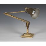 A mid-20th century 1227 model anglepoise lamp by Herbert Terry & Sons, with a marbled creamy gilt