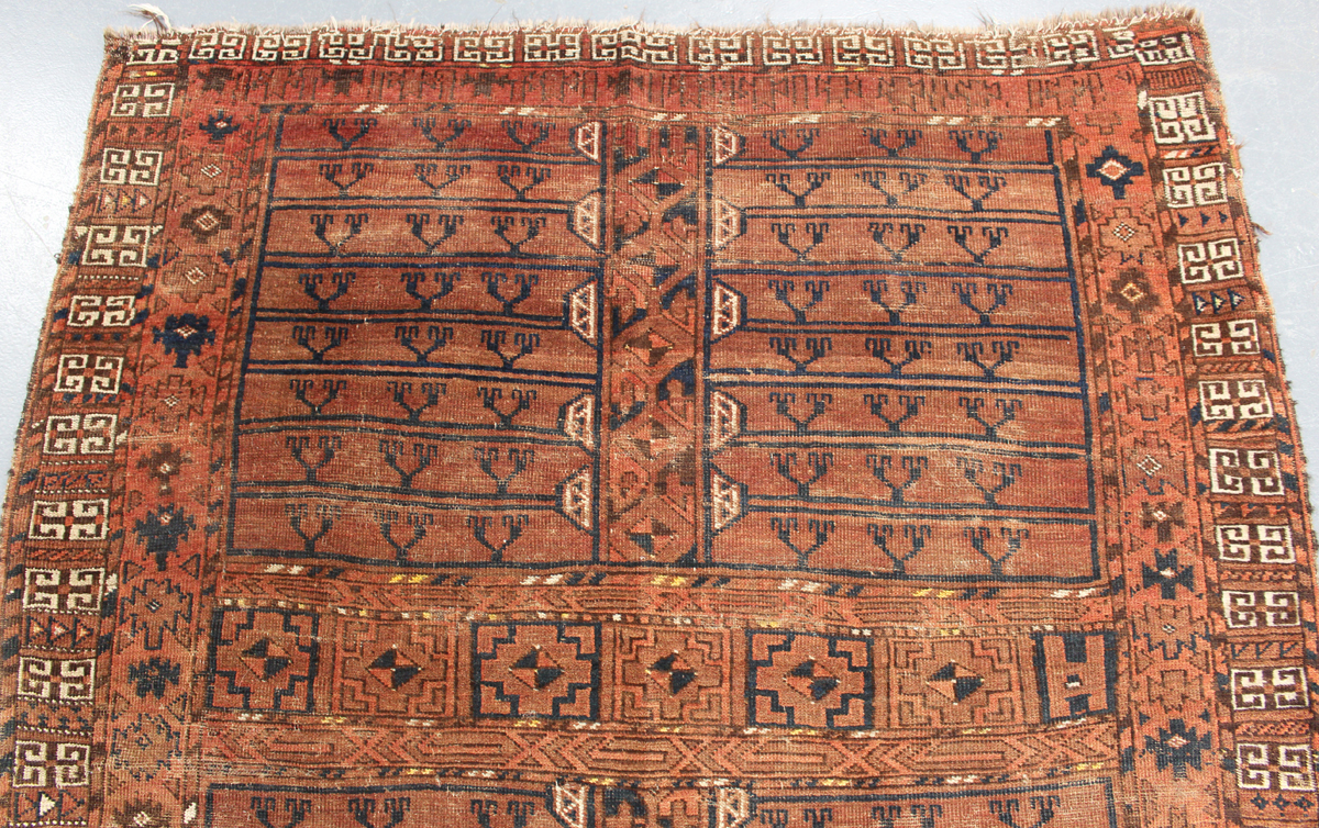 An Ersari ensi, South Turkestan, early 20th century, the faded claret field with four compartments - Image 5 of 5