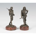 Émile Coriolan Hippolyte Guillemin - a pair of late 19th century French brown patinated cast