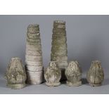 A pair of late 19th/early 20th century cast composition stone architectural spiral columns, height