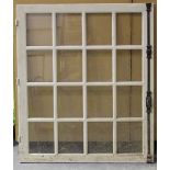 Three pairs of early 20th century French white painted oak windows with cast iron locks, height of