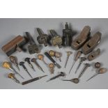 A collection of hand tools, including planes, marking gauges and scribing tools.Buyer’s Premium 29.