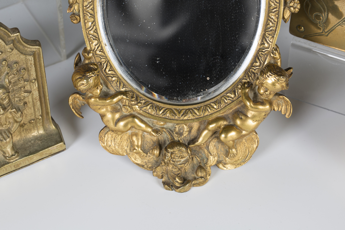 A small group of metalwork, including a late 19th century French ormolu dressing table mirror, - Image 4 of 4