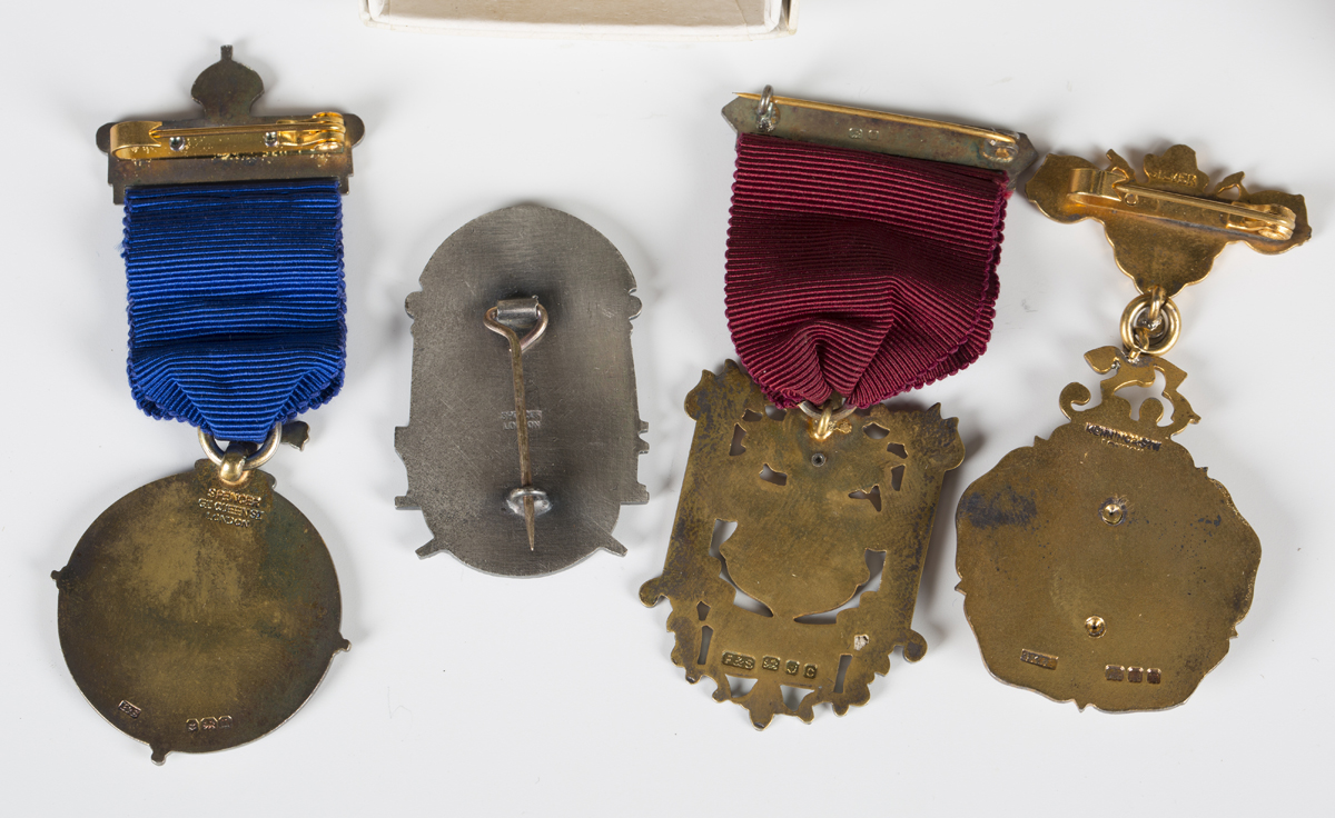 A group of Masonic regalia, including three enamelled silver 'Steward' medals.Buyer’s Premium 29. - Image 3 of 4