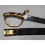 A 19th century Continental infantry briquet sword with curved single-edged blade, blade length 59.