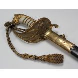 A Victorian naval officer's sword with straight single-edged fullered blade by Simpson & Rook,