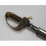 An unusual 19th century Republic of Chile naval officer's dress sword with single-edged blade, blade