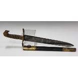 A Victorian naval officer's dirk by Hebbert & Co, Pall Mall East, London, with single-edged blade,