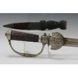 A 19th century Continental hunting sidearm with single-edged fullered blade, blade length 56cm,