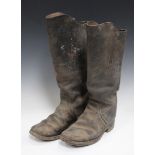 A pair of Second World War period leather fire fighter's boots, stamped 'Adams Bros (Raunds) Ltd