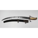 A Georgian midshipman's dirk with curved single-edged blade, blade length 42cm, reversed quillion,