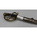 A French An XIII model heavy cavalry sabre with single-edged fullered blade, blade length 92cm,