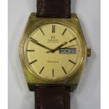 An Omega Automatic gilt metal fronted and steel backed gentleman's wristwatch, circa 1972, the