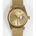 A Rolex Oyster Perpetual Day-Date 18ct gold cased gentleman's bracelet wristwatch, circa 1970, model