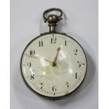 A silver cased keywind open-faced gentleman's pocket watch, the gilt fusee movement with verge