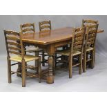 A late 20th century Jacobean style oak refectory table, height 76cm, length 198cm, depth 91cm,