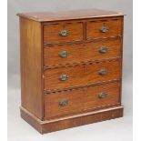 A Victorian mahogany chest of drawers, on a plinth base, height 103cm, width 92cm, depth 51cm.