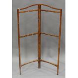 A 19th century satinwood and foliate painted two-fold screen, height 122cm, width 84cm (lacking