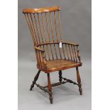 A mid-19th century ash, beech and fruitwood-seated provincial Windsor armchair, possibly Scottish,