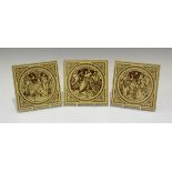 Three Mintons Shakespeare subject tiles, designed by John Moyr Smith, late 19th century,