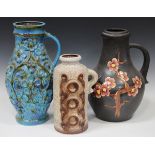 A large mixed group of assorted West German pottery vases and jugs, including Scheurich, mostly with