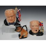 Two large Royal Doulton Winston Churchill character jugs, comprising Jug of the Year 2009, D7298,