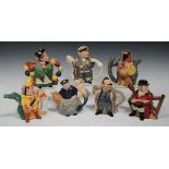 Five Royal Doulton limited edition double-character teapots and covers, comprising Gamekeeper and