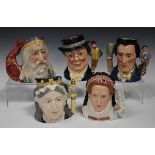 Five limited edition Royal Doulton large character jugs, comprising Queen Victoria, D6788, Merlin,