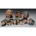 Six small Royal Doulton character jugs representing Henry VIII's six wives, three other Royal